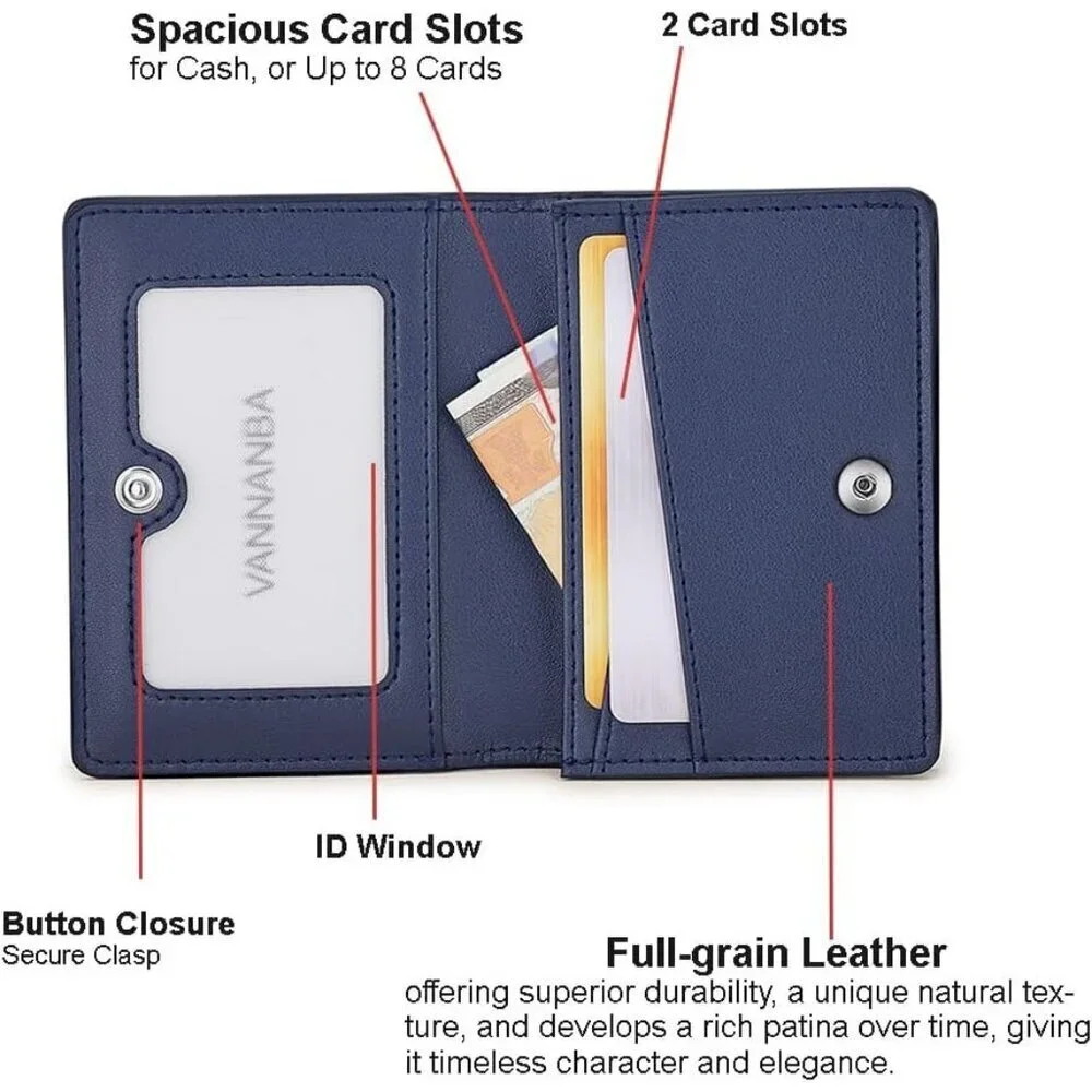 Men's Navy Blue Genuine Leather Credit Holder Pocket Bifold Wallets Card Design